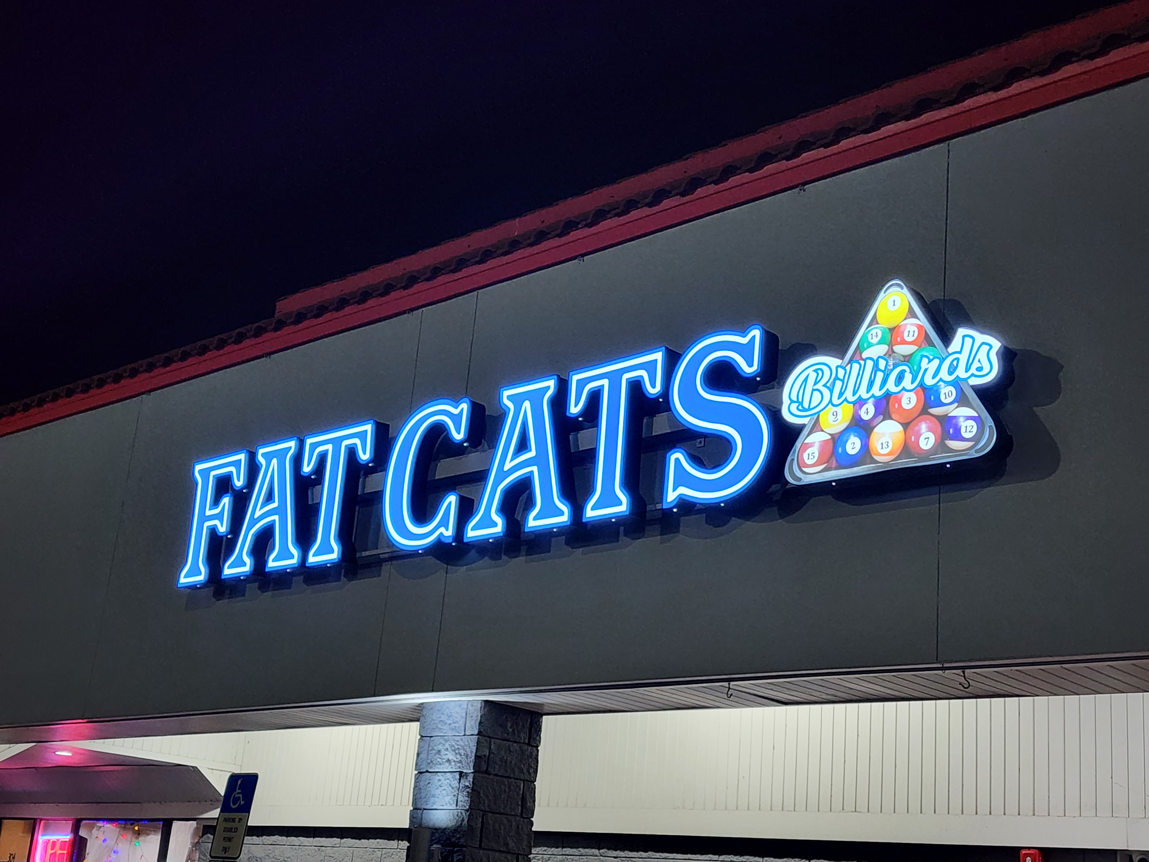 Fat Cats Billiards illuminated sign — Eustis FL